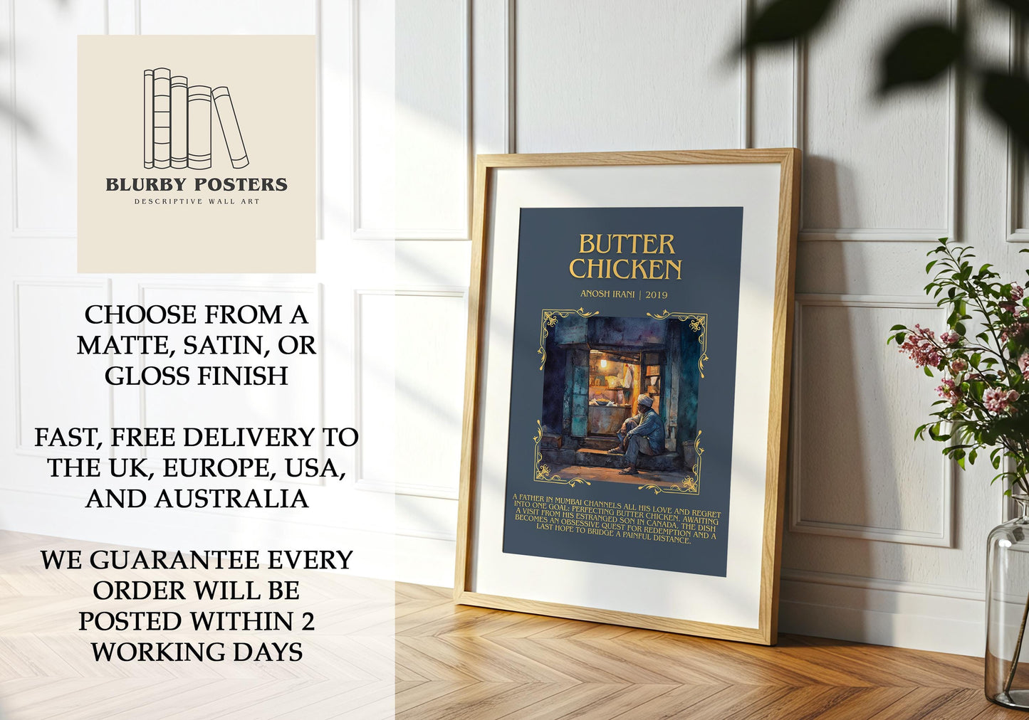 BC by Anosh Irani Descriptive Poster Print.Free Delivery Wall Art Author&Blurb Book Artwork Novel Poster