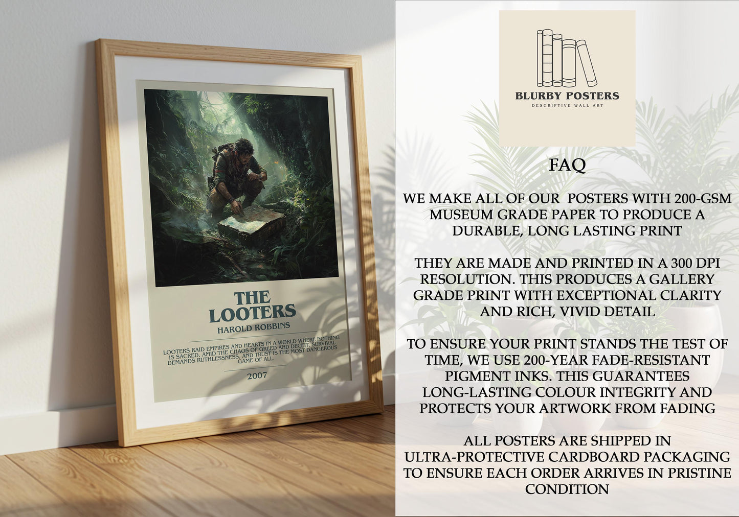 The Looters by Harold Robbins | Descriptive Book Poster | Modern