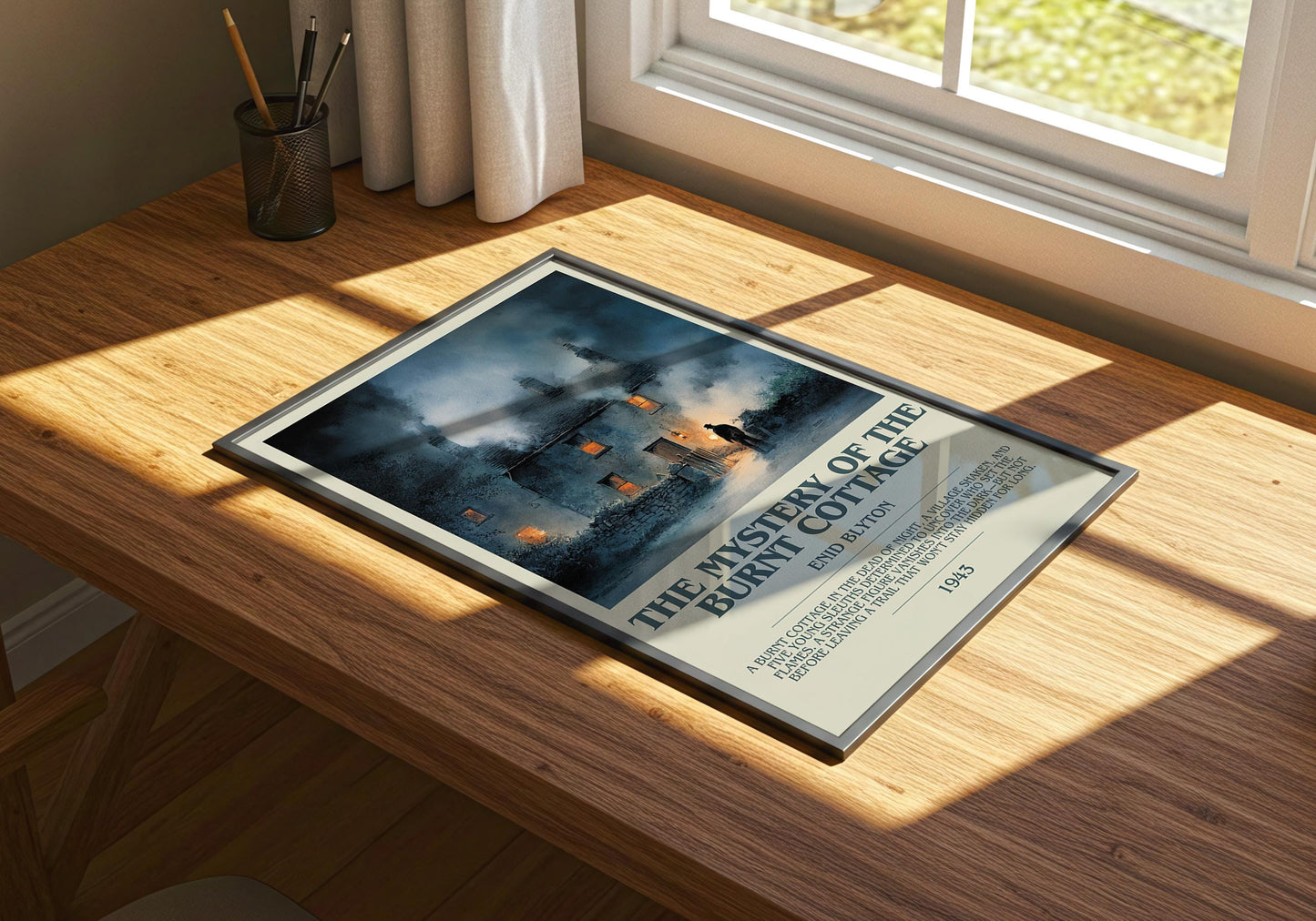 The Mystery Of The Burnt Cottage by Enid Blyton | Descriptive Book Poster | Modern