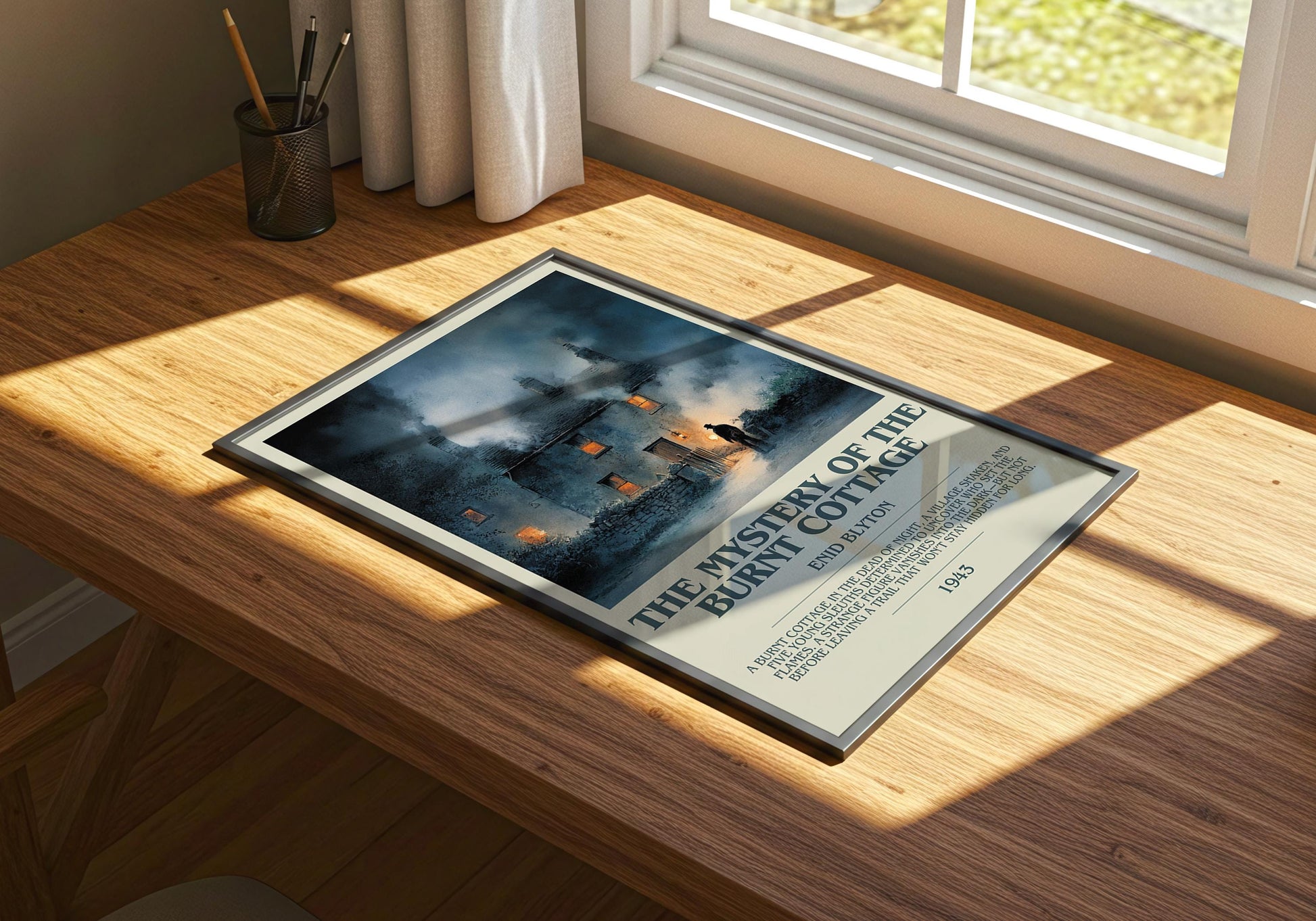 The Mystery Of The Burnt Cottage by Enid Blyton | Descriptive Book Poster | Modern