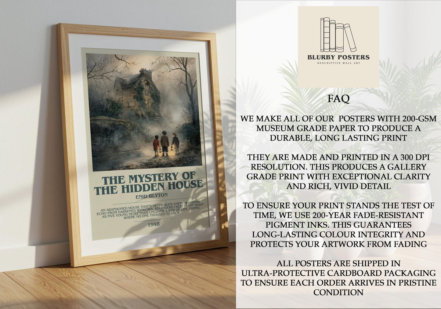 The Mystery Of The Hidden House by Enid Blyton | Descriptive Book Poster | Modern