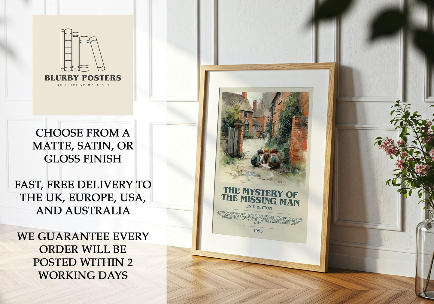 The Mystery Of The Missing Man by Enid Blyton | Descriptive Book Poster | Modern