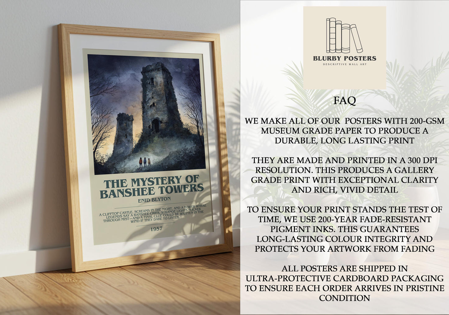 The Mystery Of Banshee Towers by Enid Blyton | Descriptive Book Poster | Modern