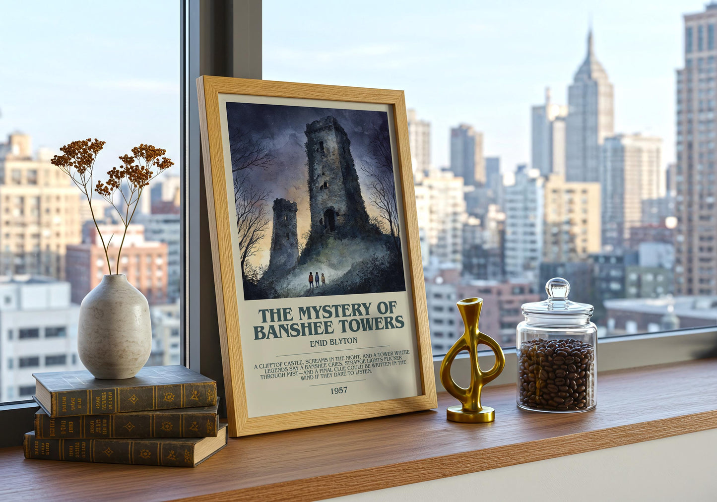 The Mystery Of Banshee Towers by Enid Blyton | Descriptive Book Poster | Modern