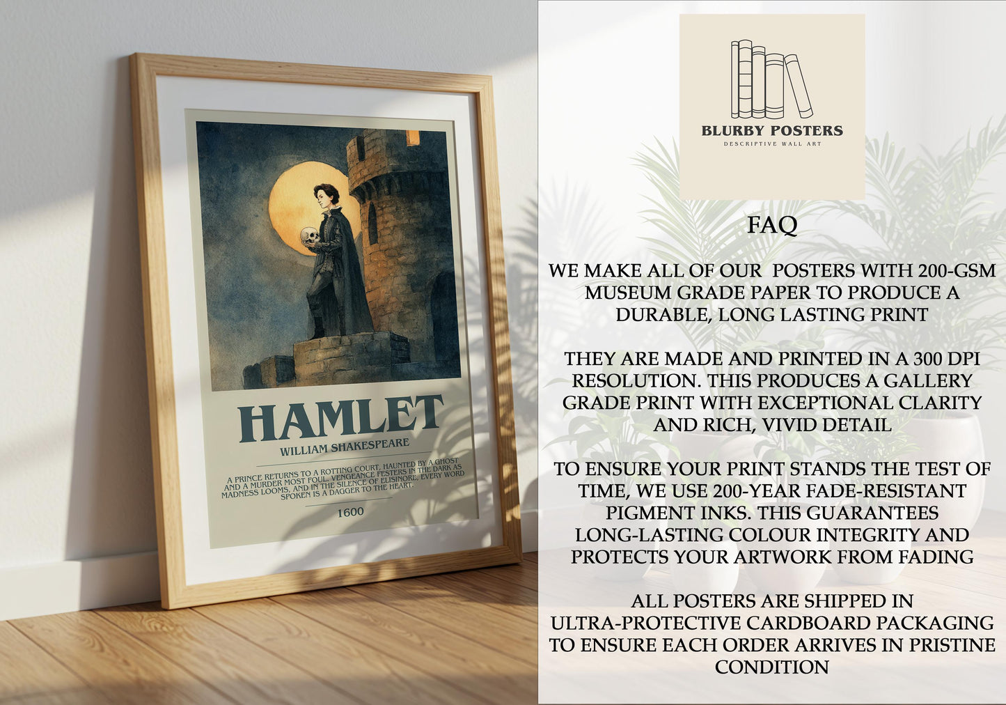 Hamlet by Shakespeare | Descriptive Book Poster | Modern