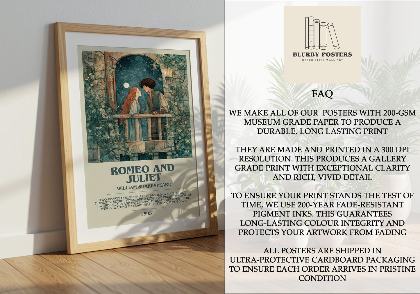 Romeo and Juliet by Shakespeare | Descriptive Book Poster | Modern