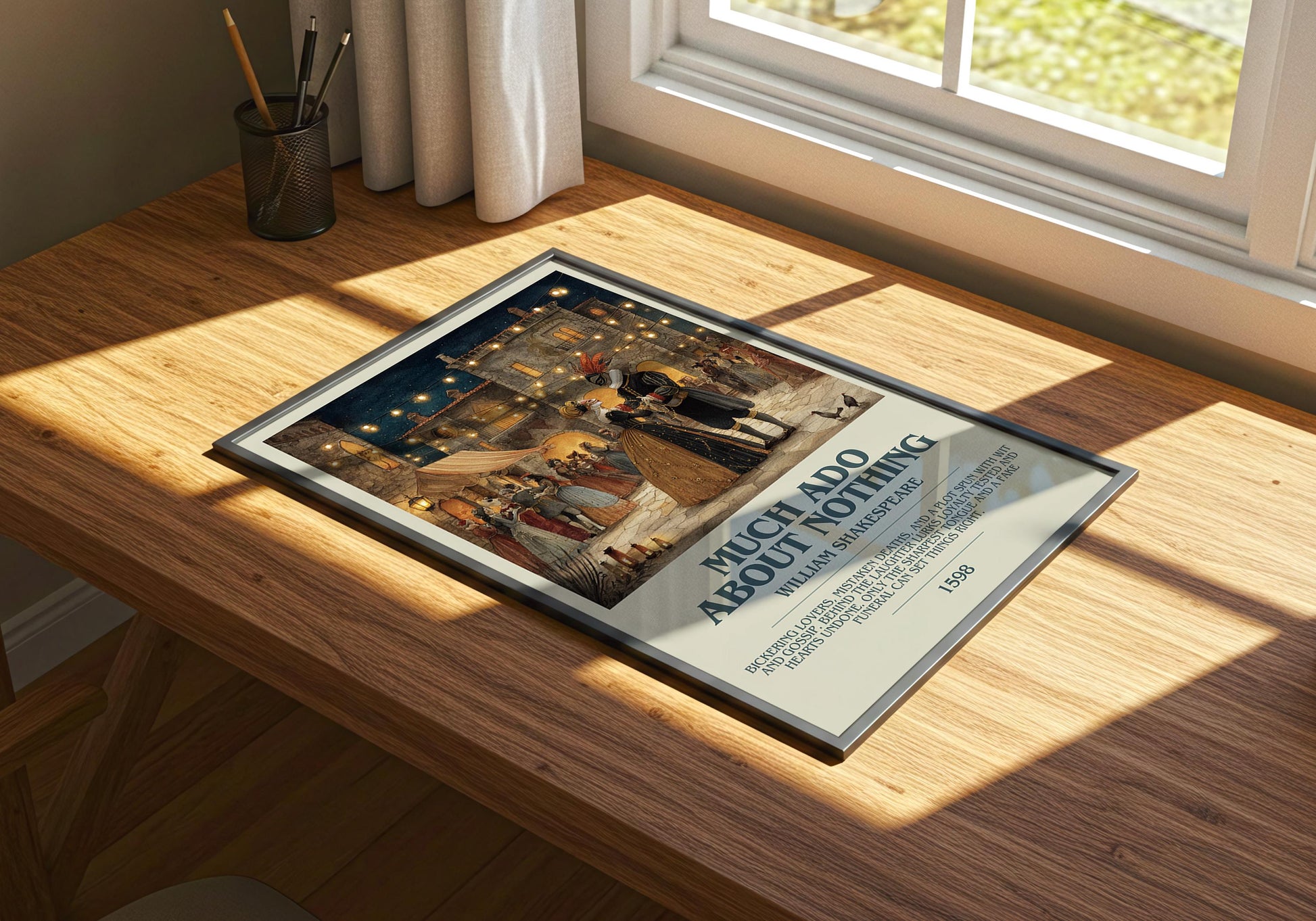 Much Ado About Nothing by William Shakespeare | Descriptive Book Poster | Modern