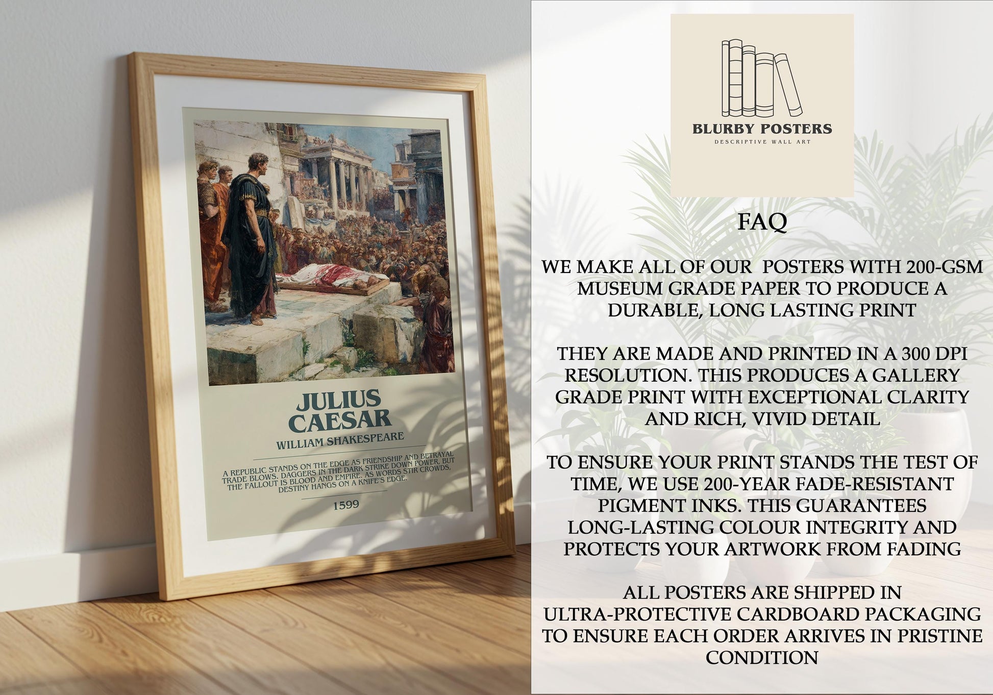 Julius Caesar by William Shakespeare | Descriptive Book Poster | Modern