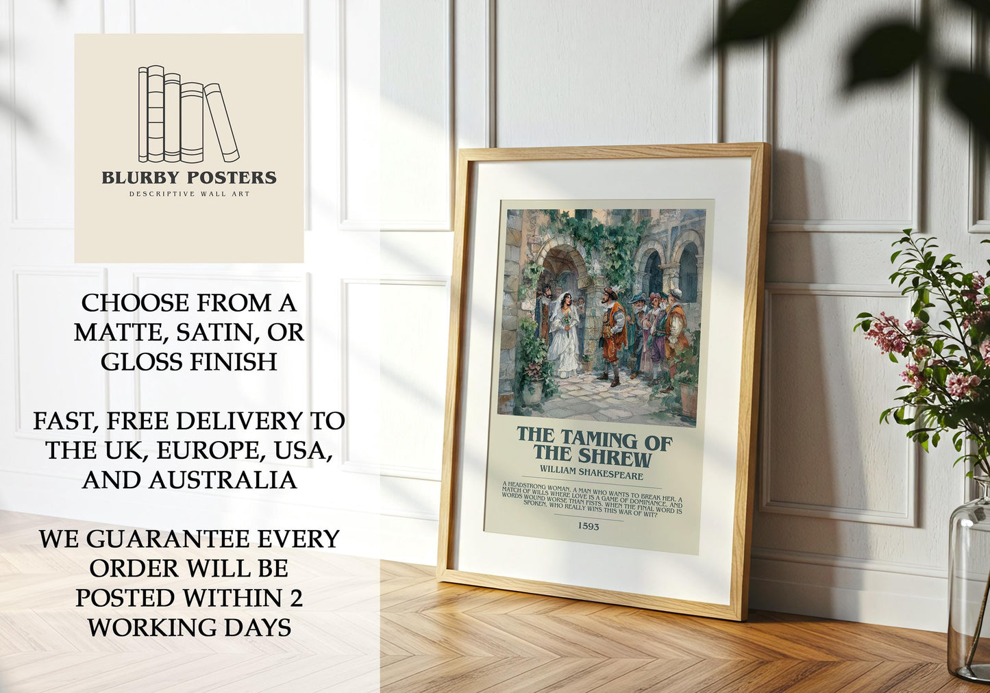 The Taming Of The Shrew by William Shakespeare | Descriptive Modern Book Art | Poster