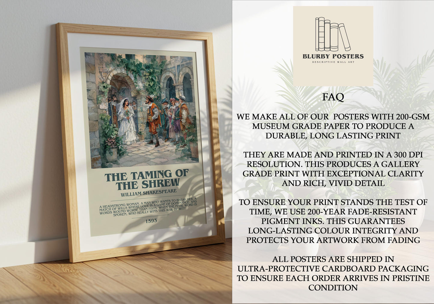 The Taming Of The Shrew by William Shakespeare | Descriptive Book Poster | Modern