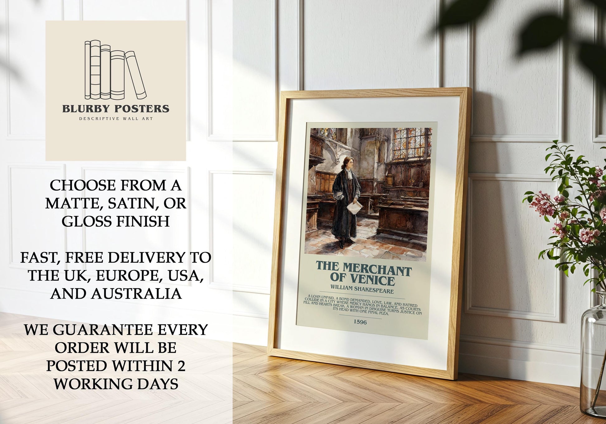 The Merchant Of Venice by William Shakespeare | Descriptive Book Poster | Modern