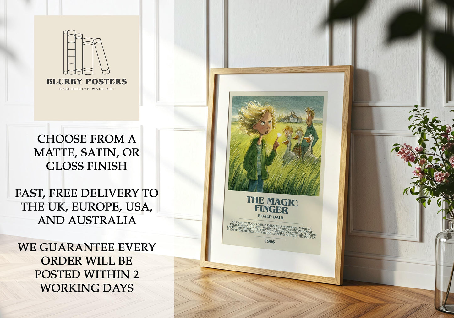 The Magic Finger by Roald Dahl | Descriptive Book Poster | Modern