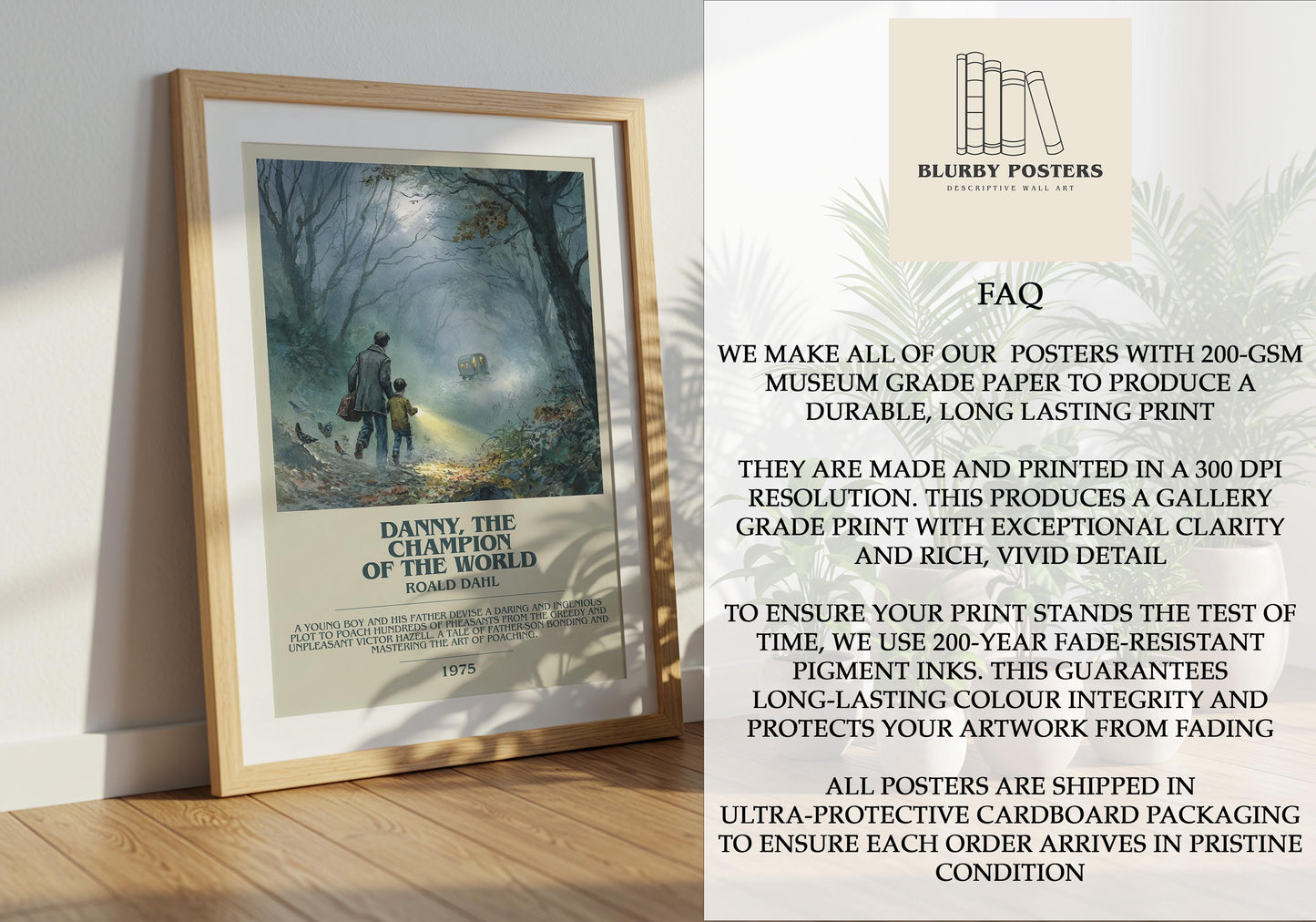 Danny, The Champion Of The World by Roald Dahl | Descriptive Book Poster | Modern