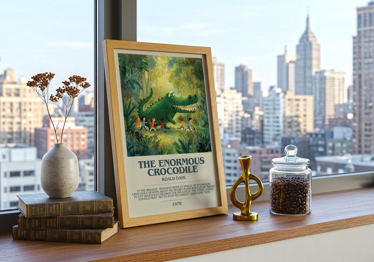 The Enormous Crocodile by Roald Dahl | Descriptive Book Poster | Modern