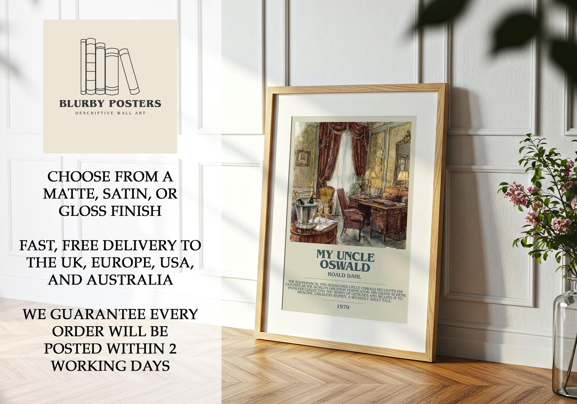 My Uncle Oswald by Roald Dahl | Descriptive Book Poster | Modern