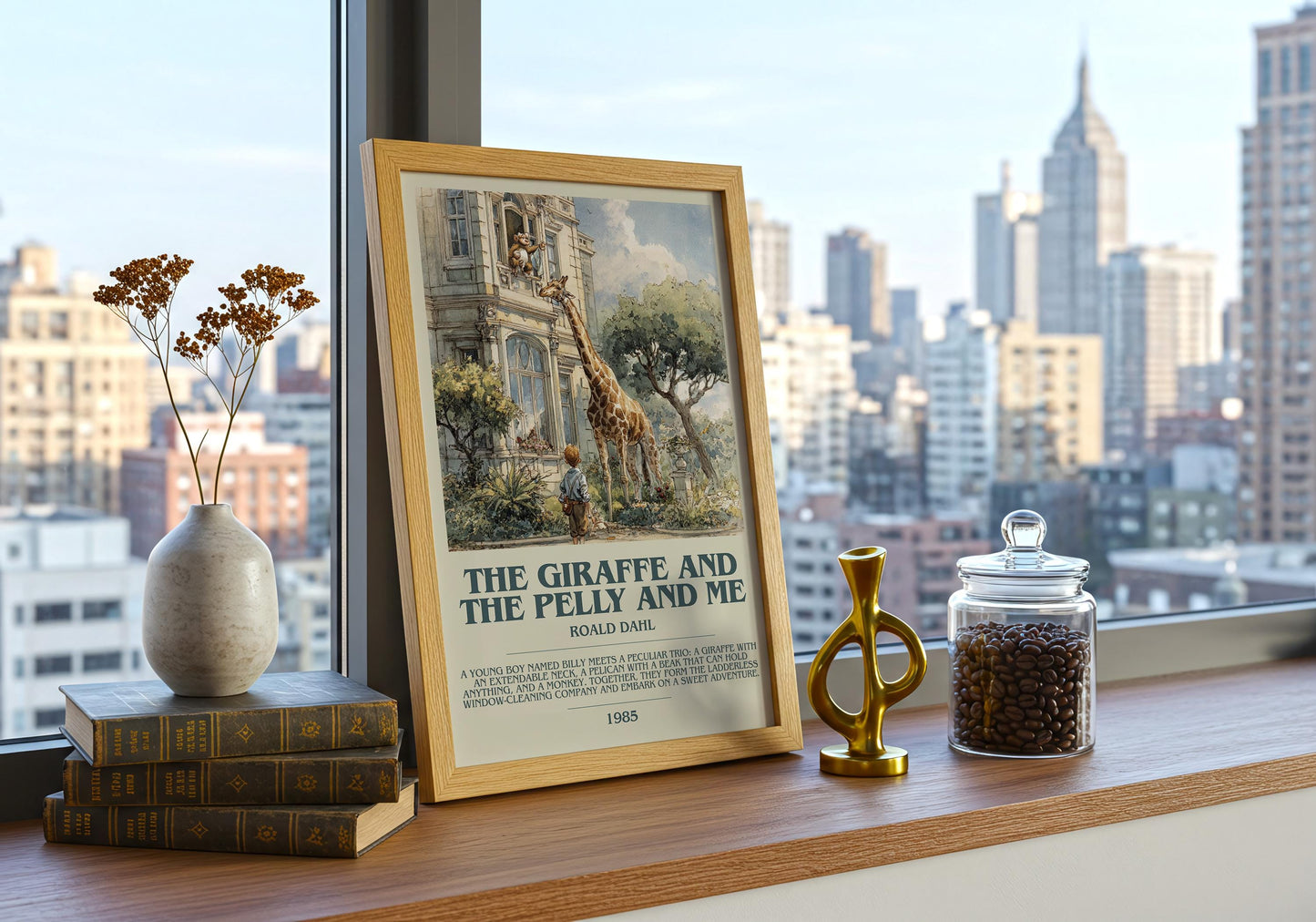 The Giraffe and the Pelly and Me by Roald Dahl | Descriptive Book Poster | Modern
