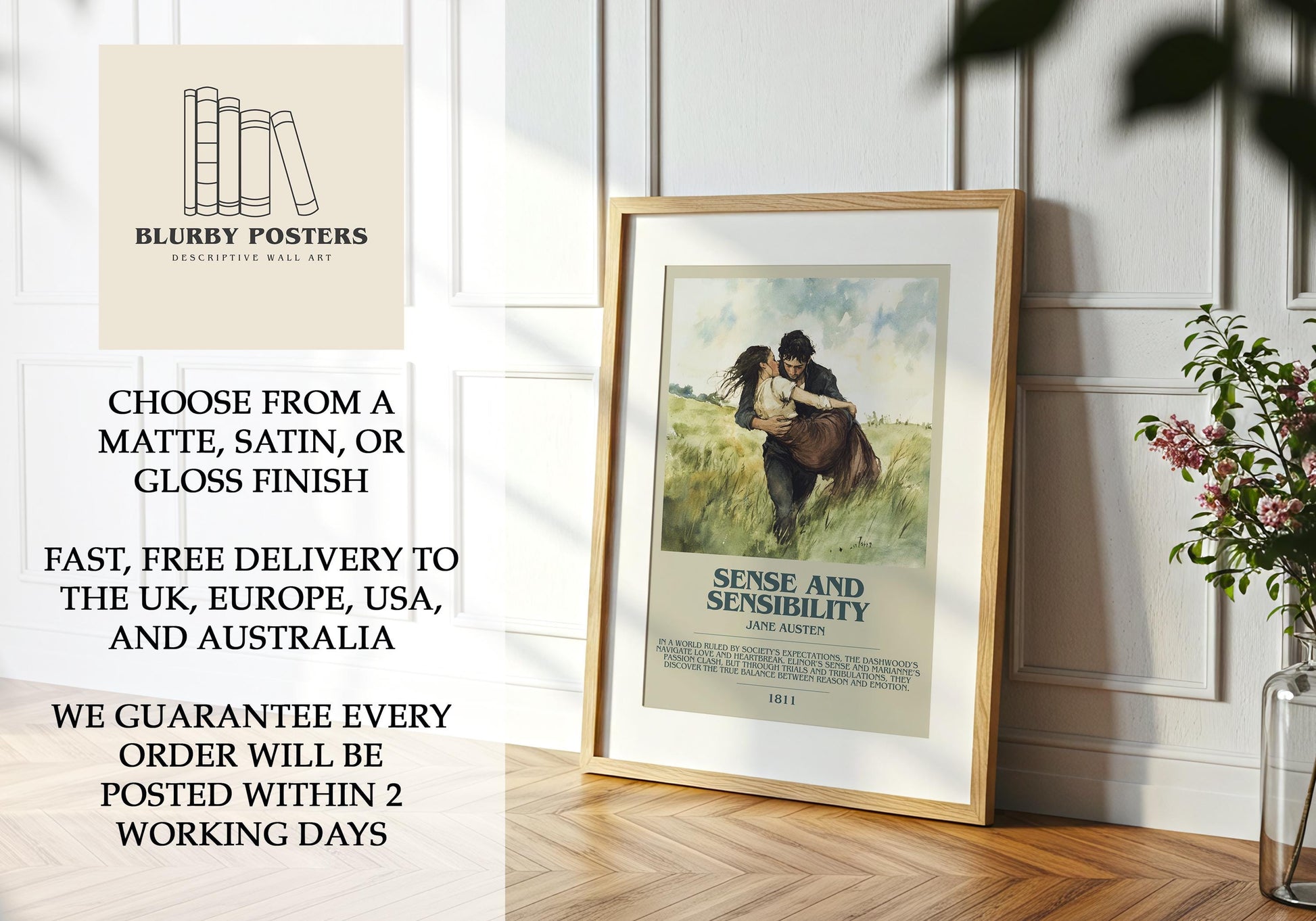 Sense and Sensibility by Jane Austen | Descriptive Book Poster | Modern