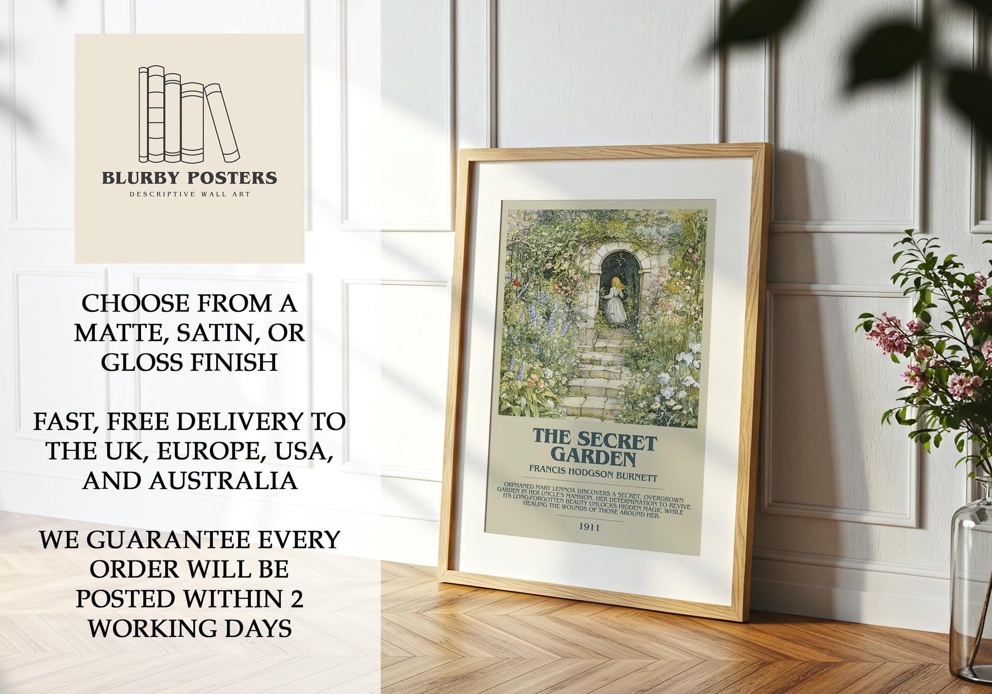 The Secret Garden by Francis Hodgson Burnett | Descriptive Book Poster | Modern