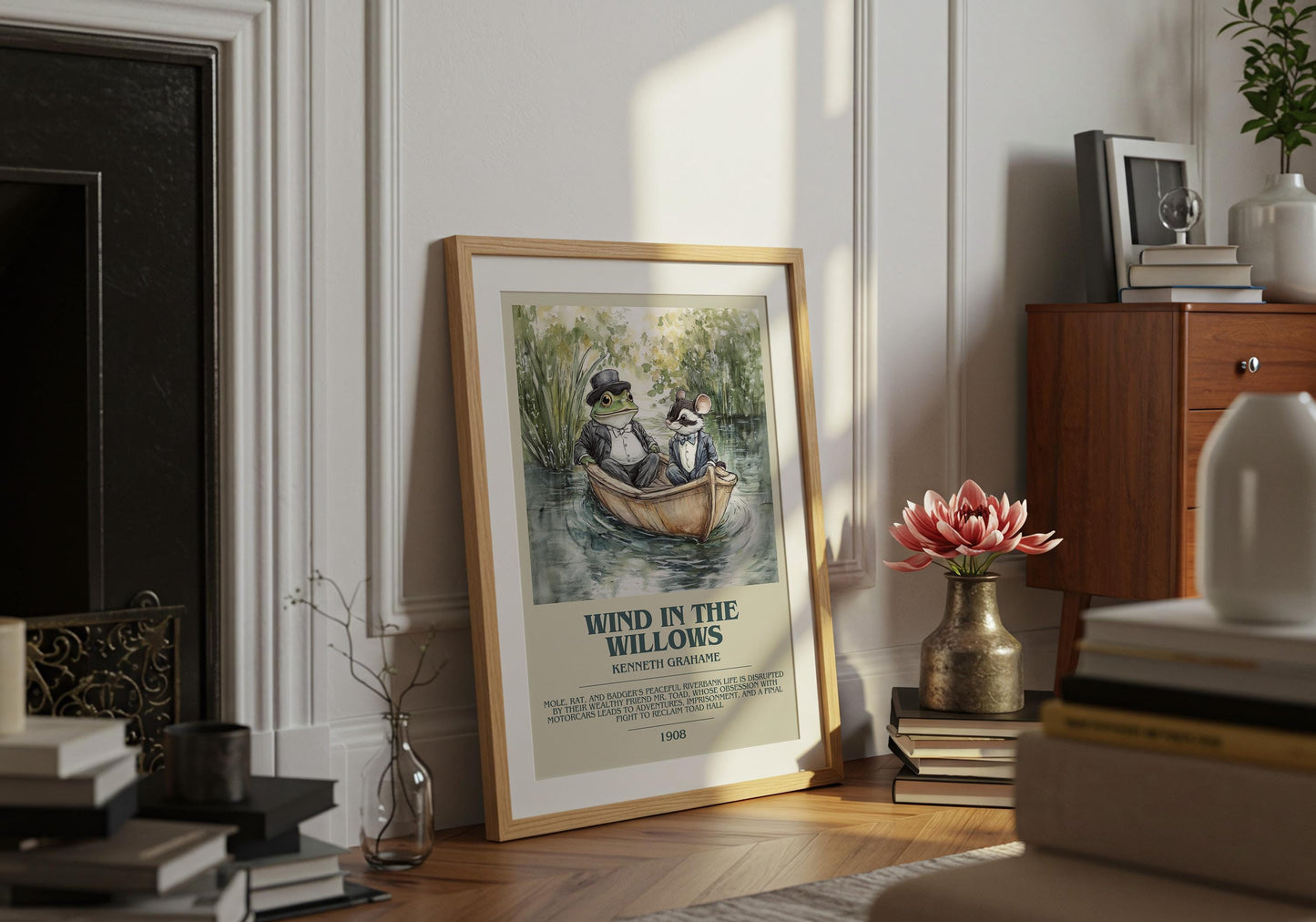 Wind in the Willows by Kenneth Grahame Descriptive Poster Print. Free Delivery Wall Art Author & Blurb Book Artwork Novel Modern Poster Gift