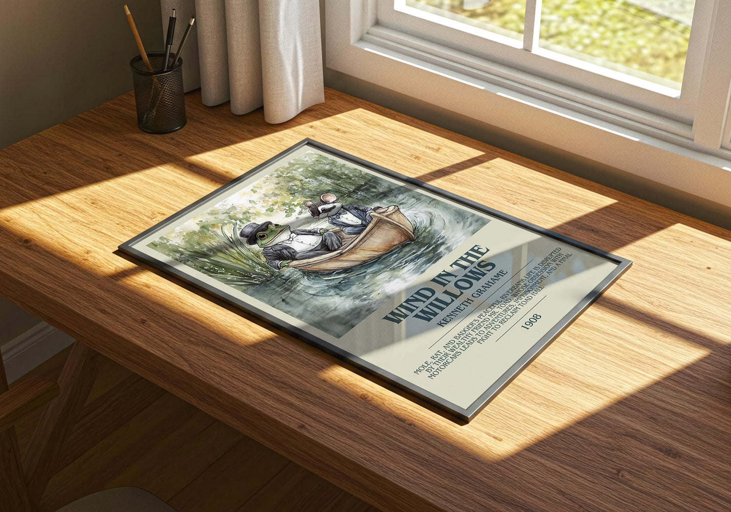 Wind in the Willows by Kenneth Grahame Descriptive Poster Print. Free Delivery Wall Art Author & Blurb Book Artwork Novel Modern Poster Gift