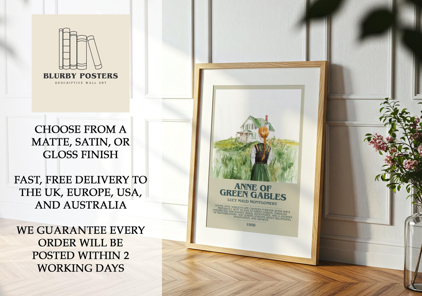 Anne Of Green Gables by Lucy Maud Montgomery | Descriptive Book Poster | Modern