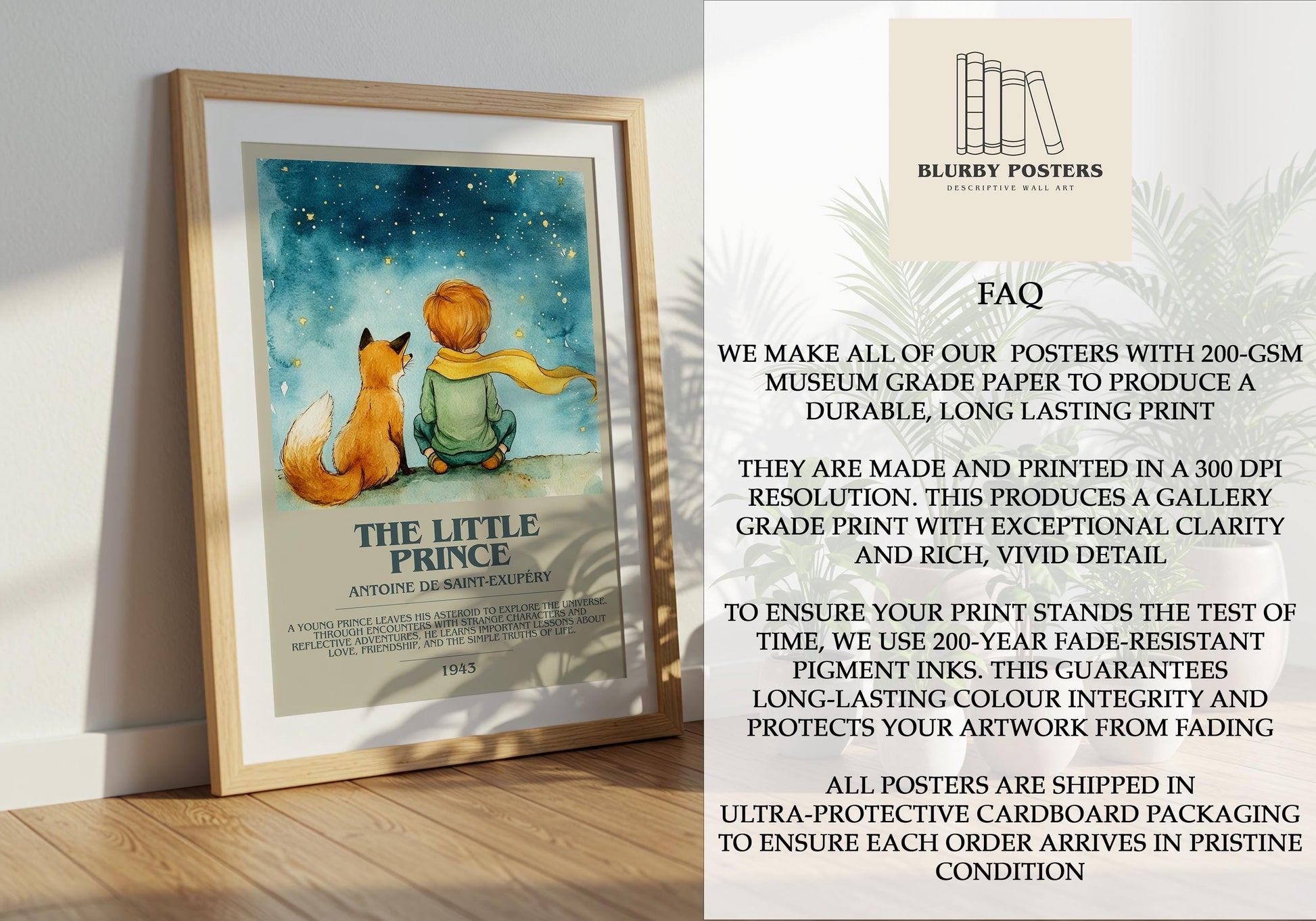 The Little Prince by Antoine De Saint-Exuperry | Descriptive Book Poster | Modern
