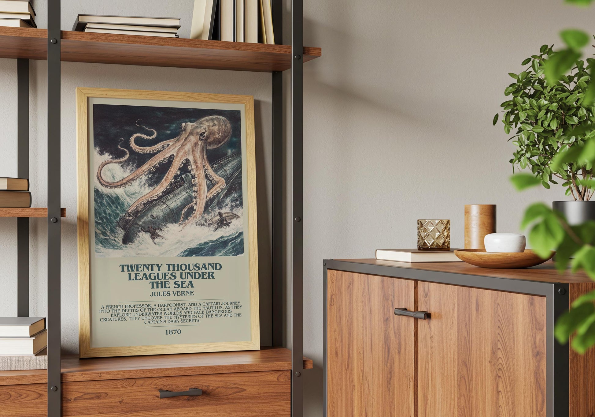 Twenty Thousand Leagues Under The Sea by Julius Verne | Descriptive Book Poster | Modern