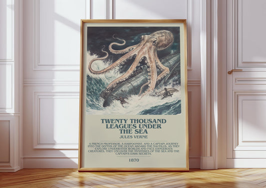 Twenty Thousand Leagues Under The Sea by Julius Verne | Descriptive Book Poster | Modern
