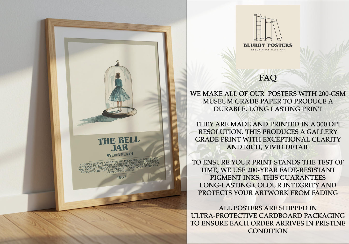 The Bell Jar by Sylvia Plath | Descriptive Book Poster | Modern