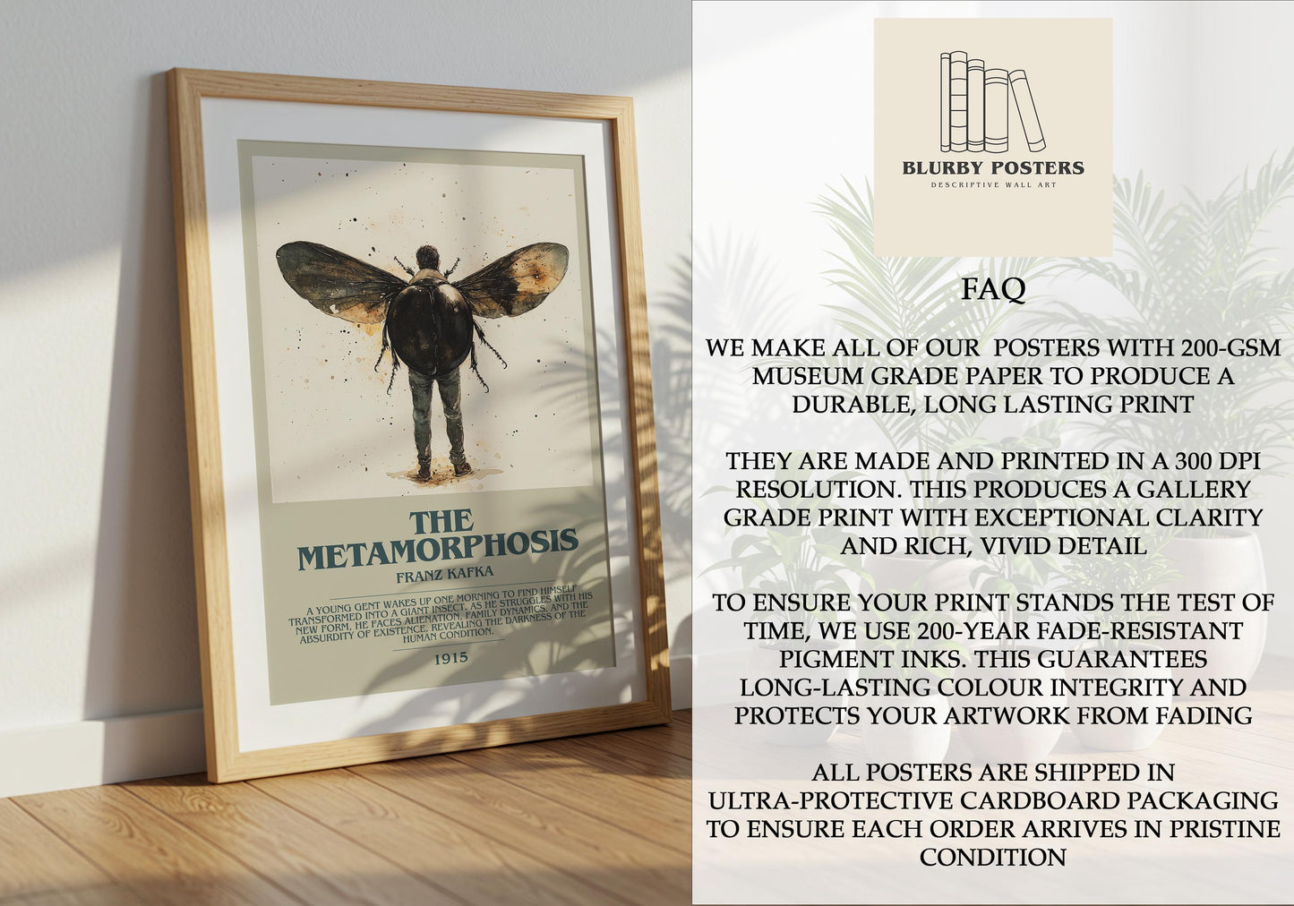 The Metamorphosis by Franz Kafka | Descriptive Book Poster | Modern