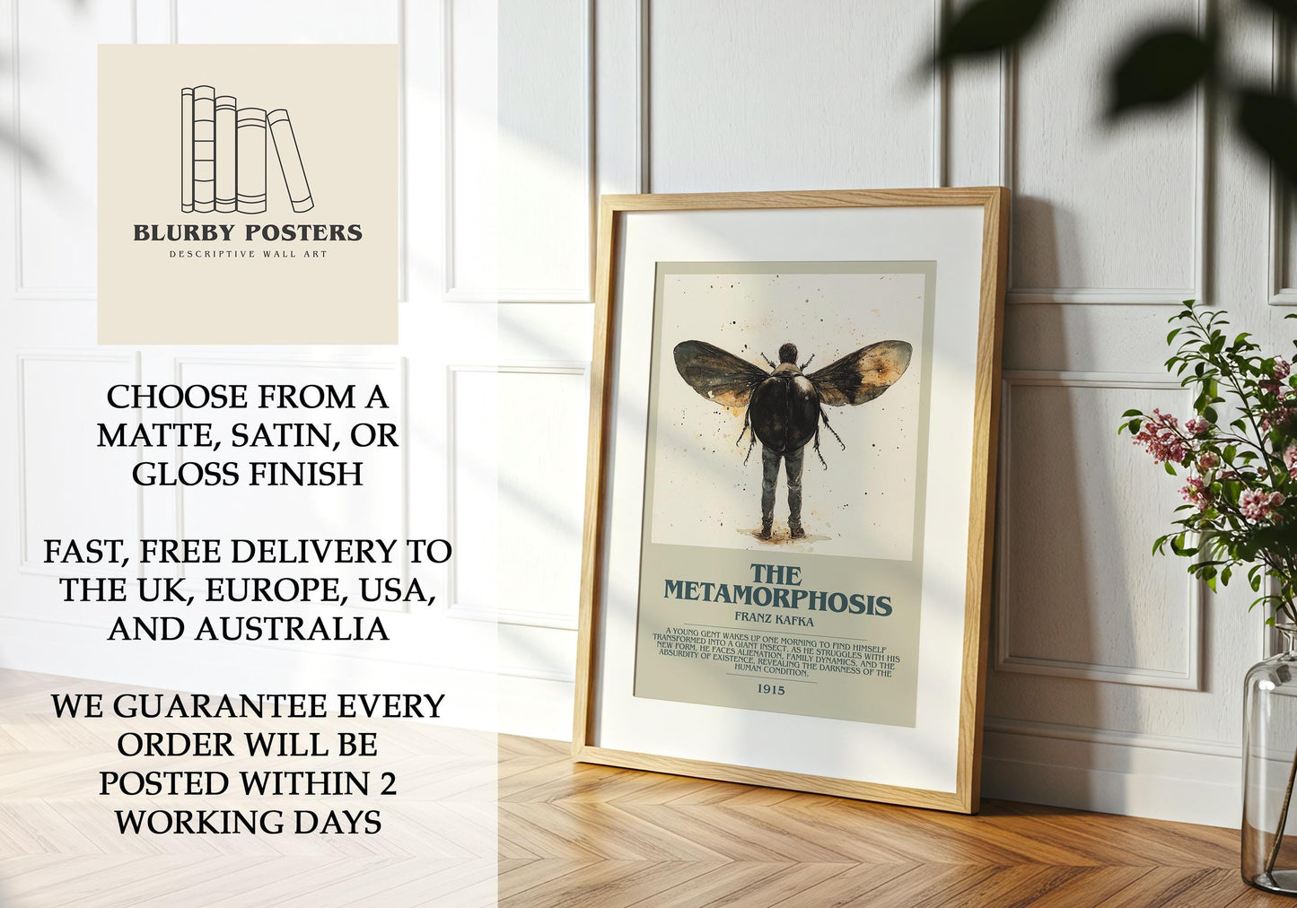 The Metamorphosis by Franz Kafka | Descriptive Book Poster | Modern