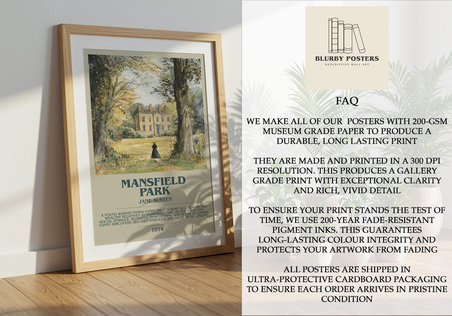 Mansfield Park by Jane Austen | Descriptive Book Poster | Modern