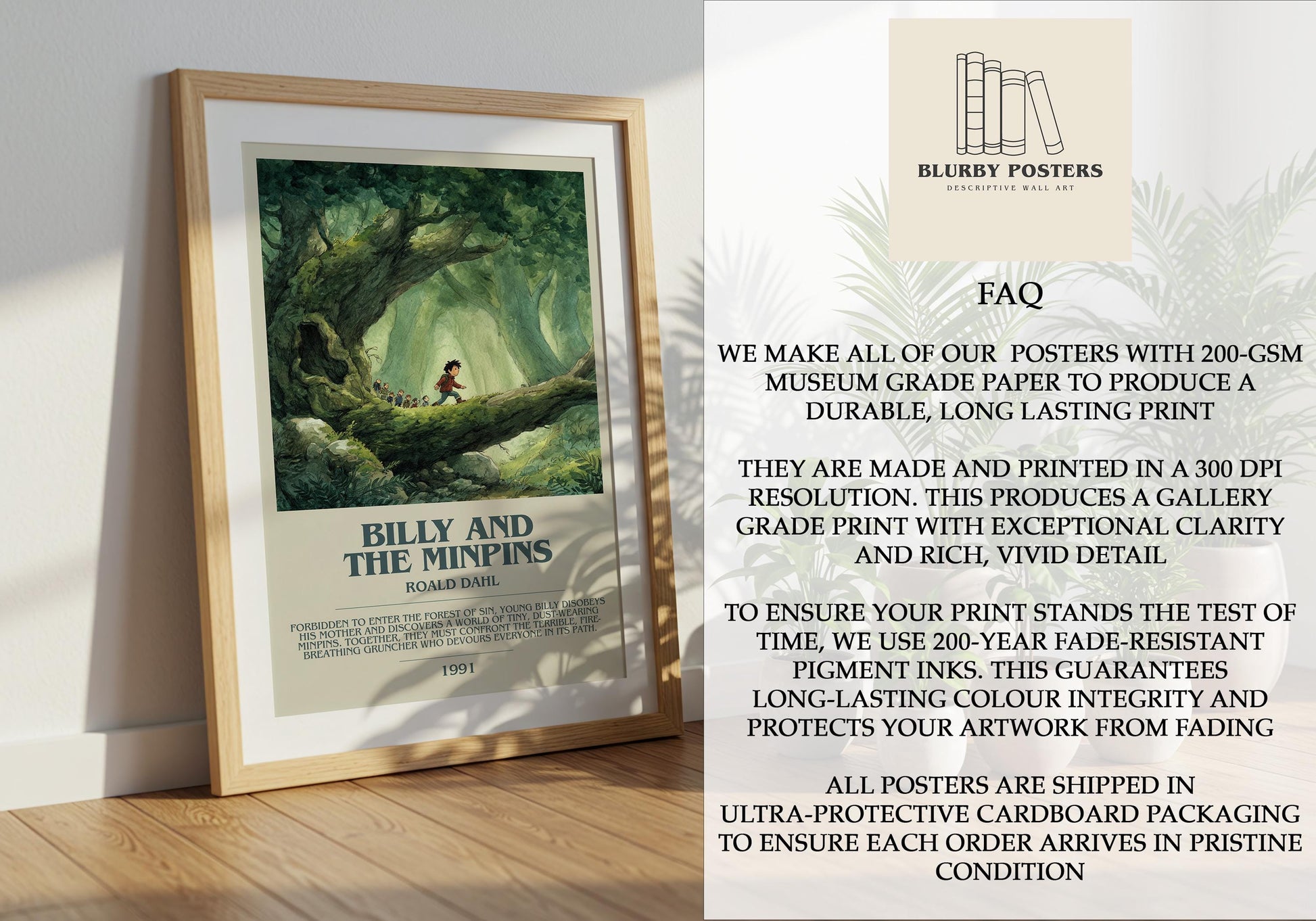 Billy and the Minpins by Roald Dahl | Descriptive Book Poster | Modern