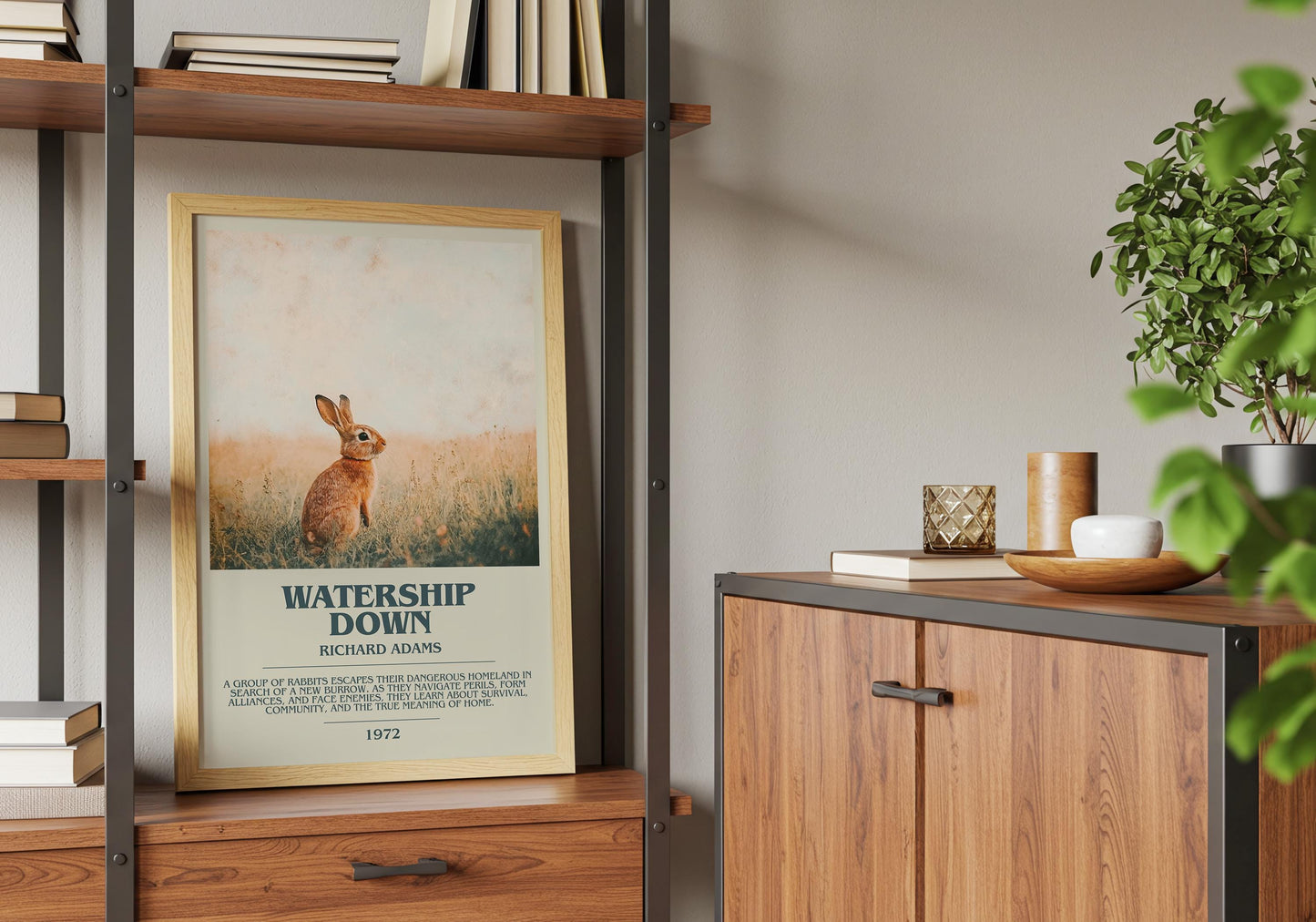 Watership Down by Richard Adams Descriptive Poster Print. Free Delivery Wall Art Author & Blurb Book Artwork Novel Modern Poster Gift