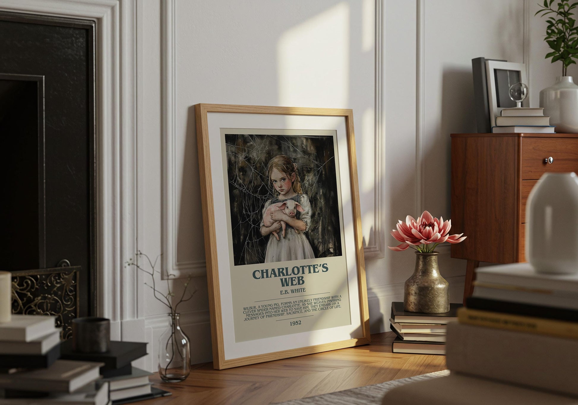 Charlottes Web by E.B. White | Descriptive Book Poster | Modern