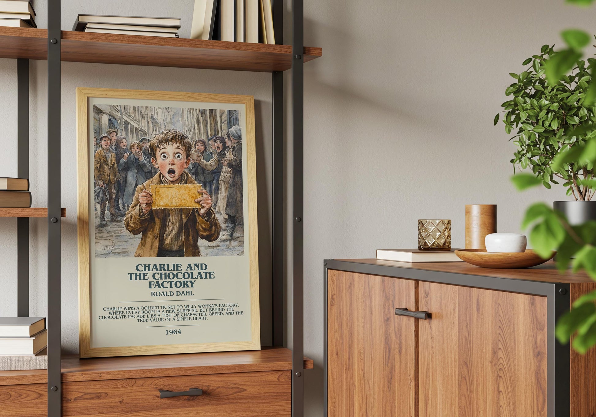 Charlie and the Chocolate Factory by Roald Dahl Poster Print. Free Delivery Wall Art Author & Blurb Book Artwork Novel Modern Poster Gift