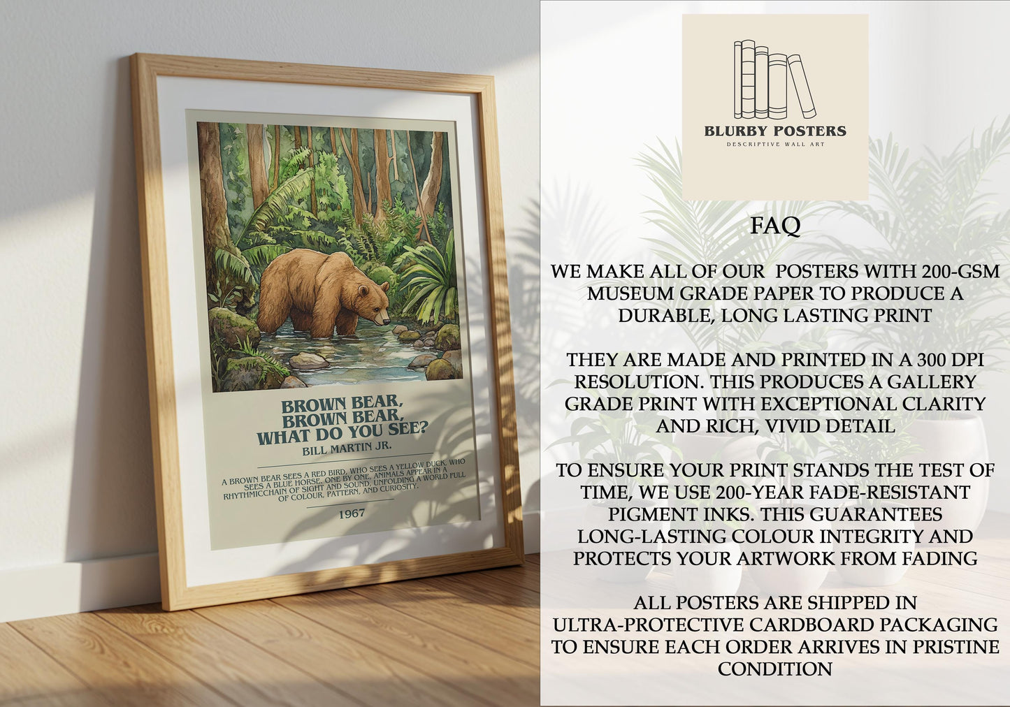 Brown Bear, What Do You See? by Bill Martin Jr Poster Print. Free Delivery Wall Art Author & Blurb Book Artwork Novel Modern Poster Gift