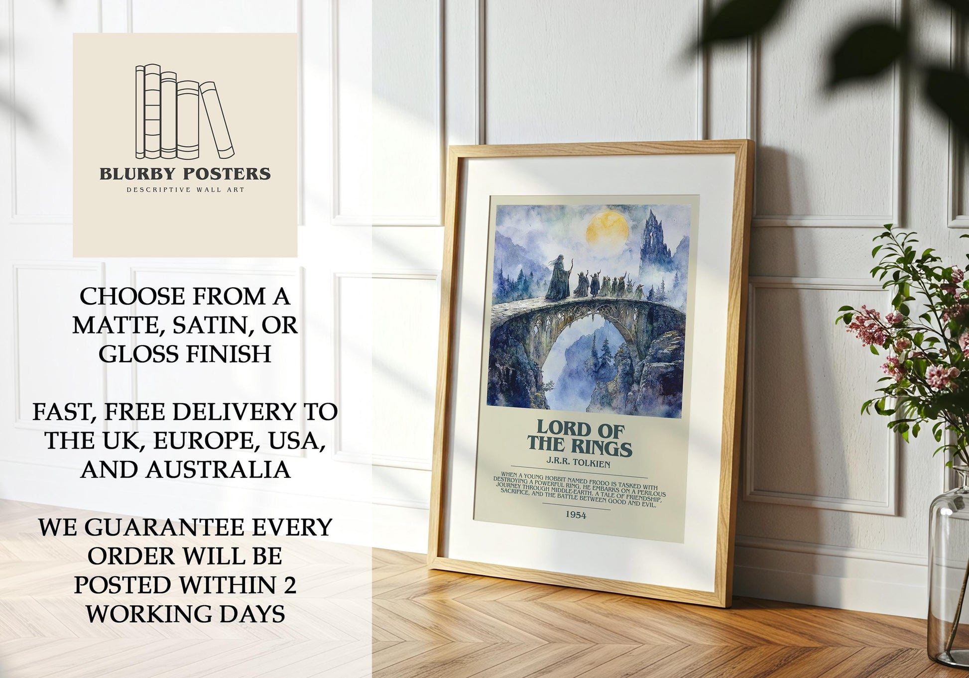 Lord Of The Rings by J.R.R. Tolkien | Descriptive Book Poster | Modern