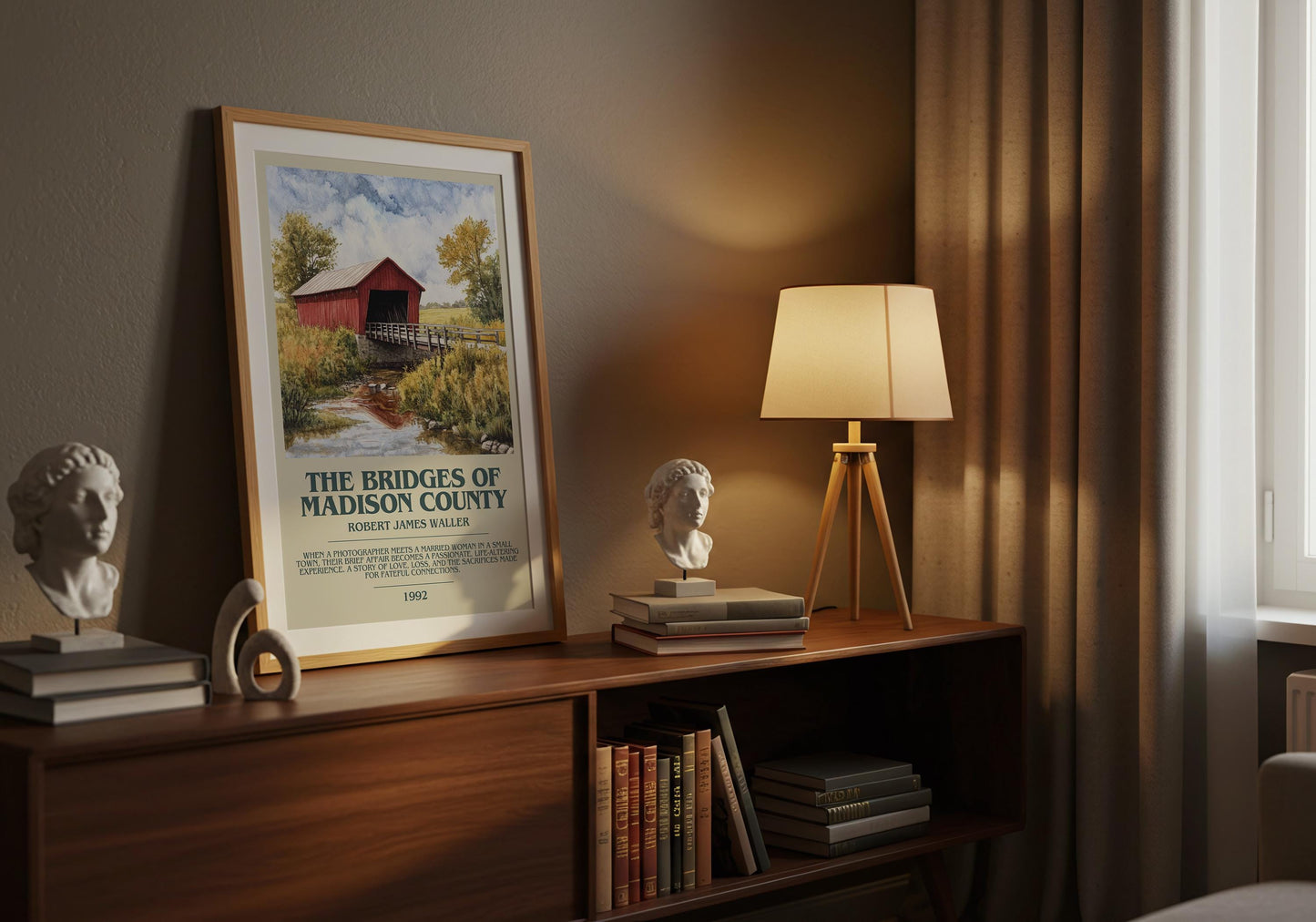 The Bridges Of Madison County by Robert James Waller Poster Print. Free Delivery Wall Art Author & Blurb Book Artwork Novel Modern Poster