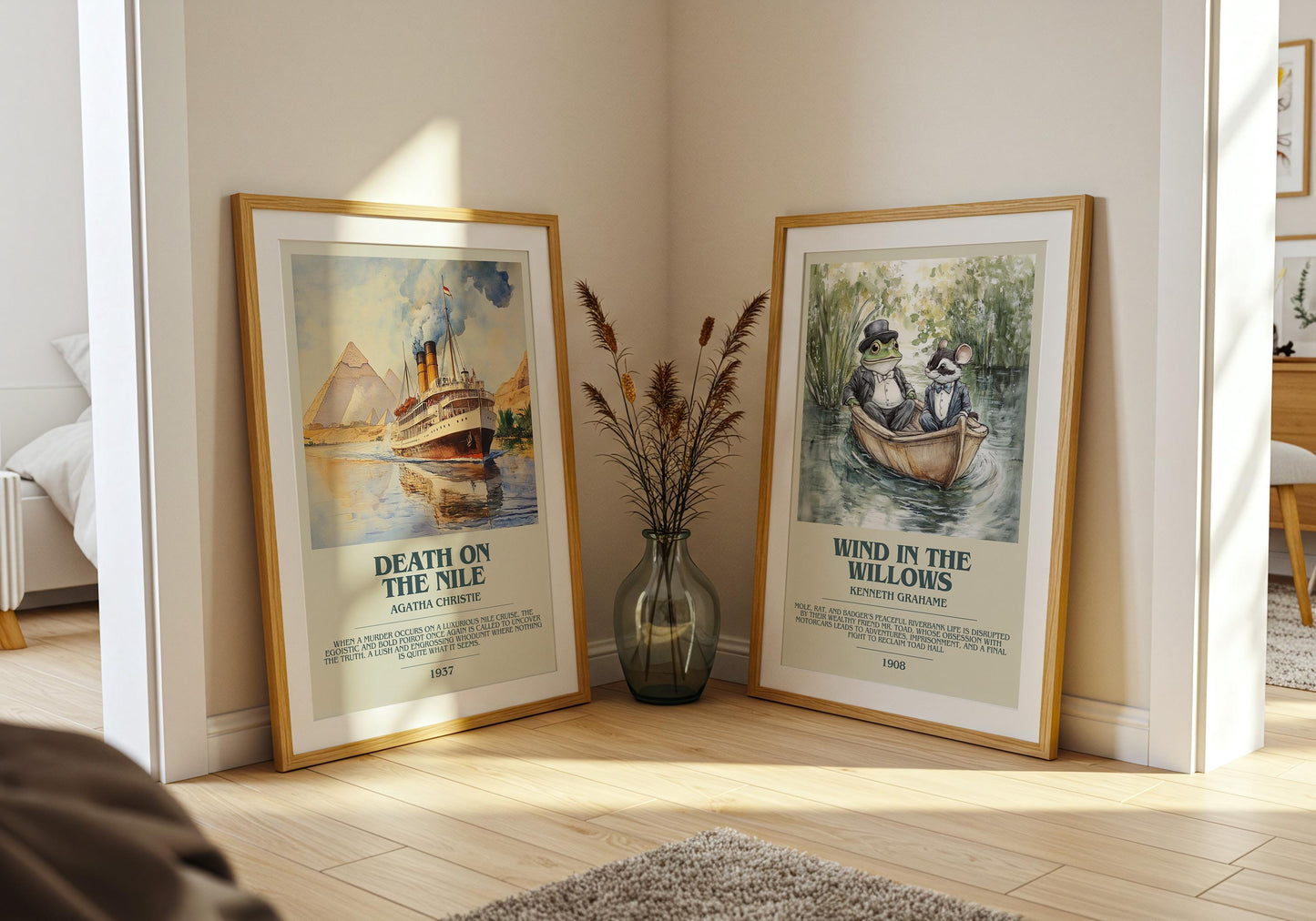 Death On The Nile by Agatha Christie Descriptive Poster Print. Free Delivery Wall Art Author & Blurb Book Artwork Novel Modern