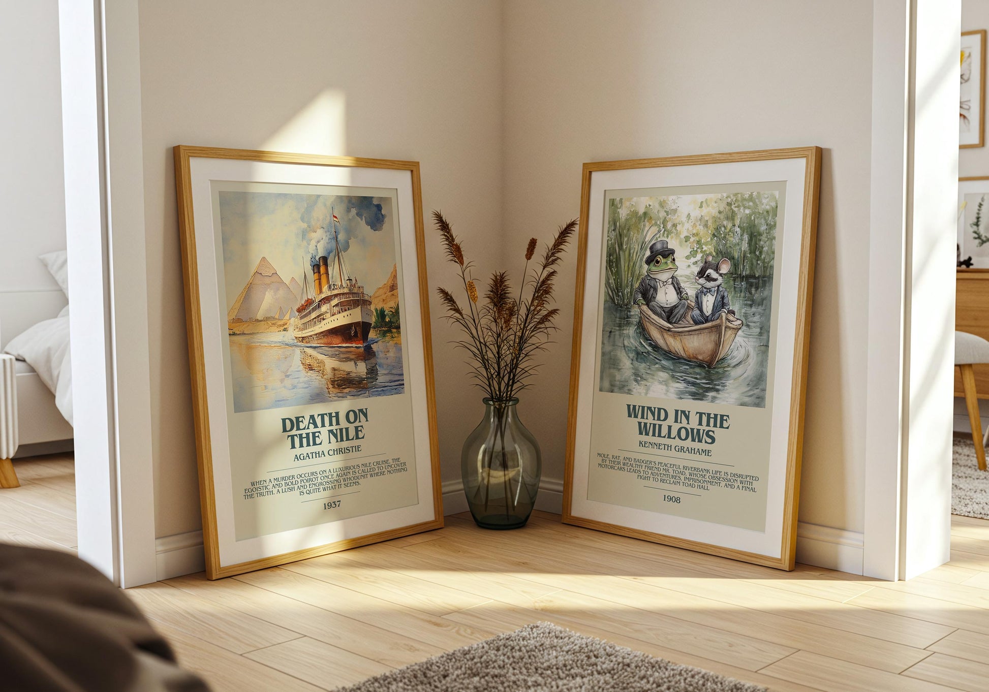 Death On The Nile by Agatha Christie Descriptive Poster Print. Free Delivery Wall Art Author & Blurb Book Artwork Novel Modern