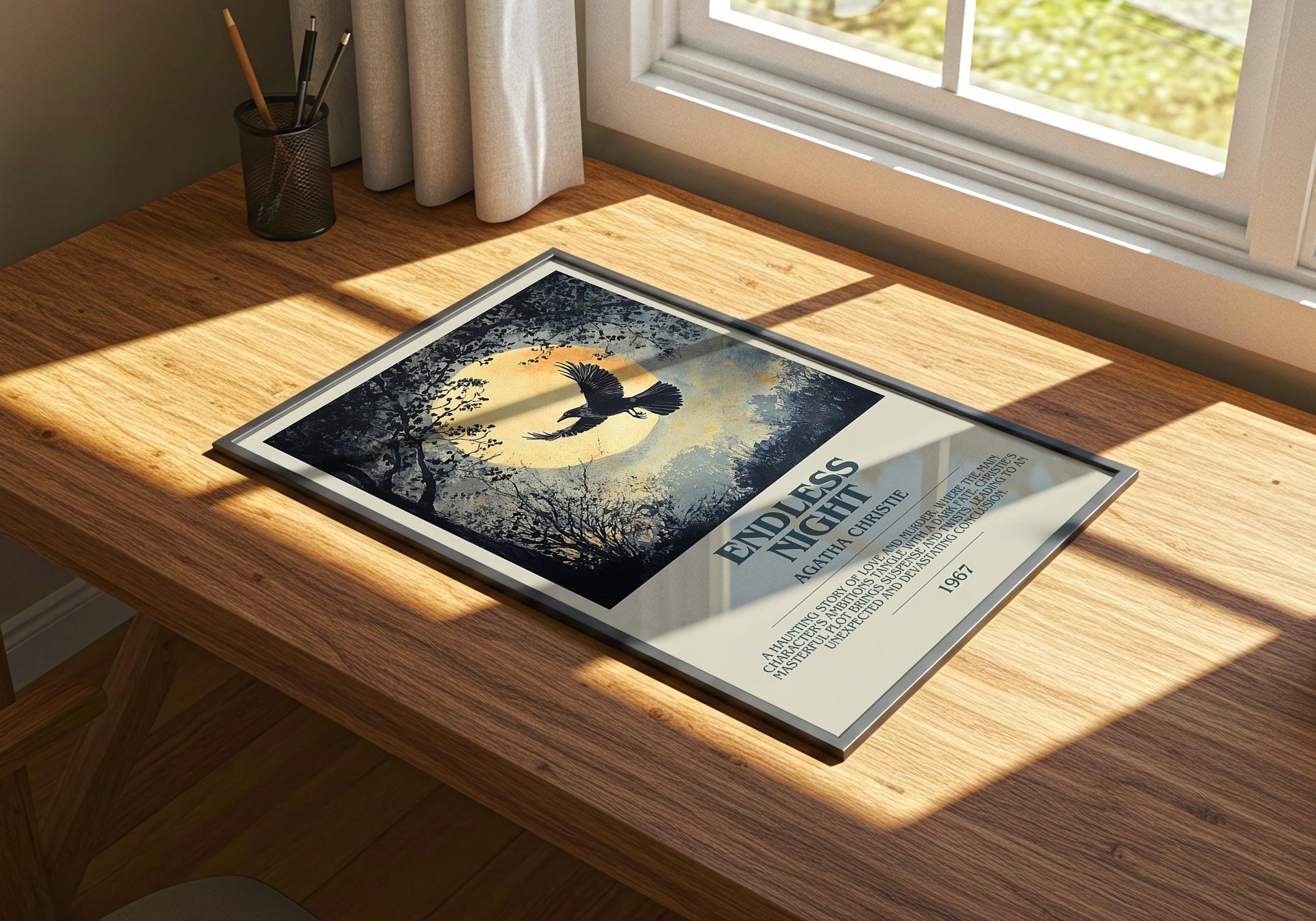 Endless Night by Agatha Christie Descriptive Poster Print. Free Delivery Wall Art Author & Blurb Book Artwork Novel Modern Gift