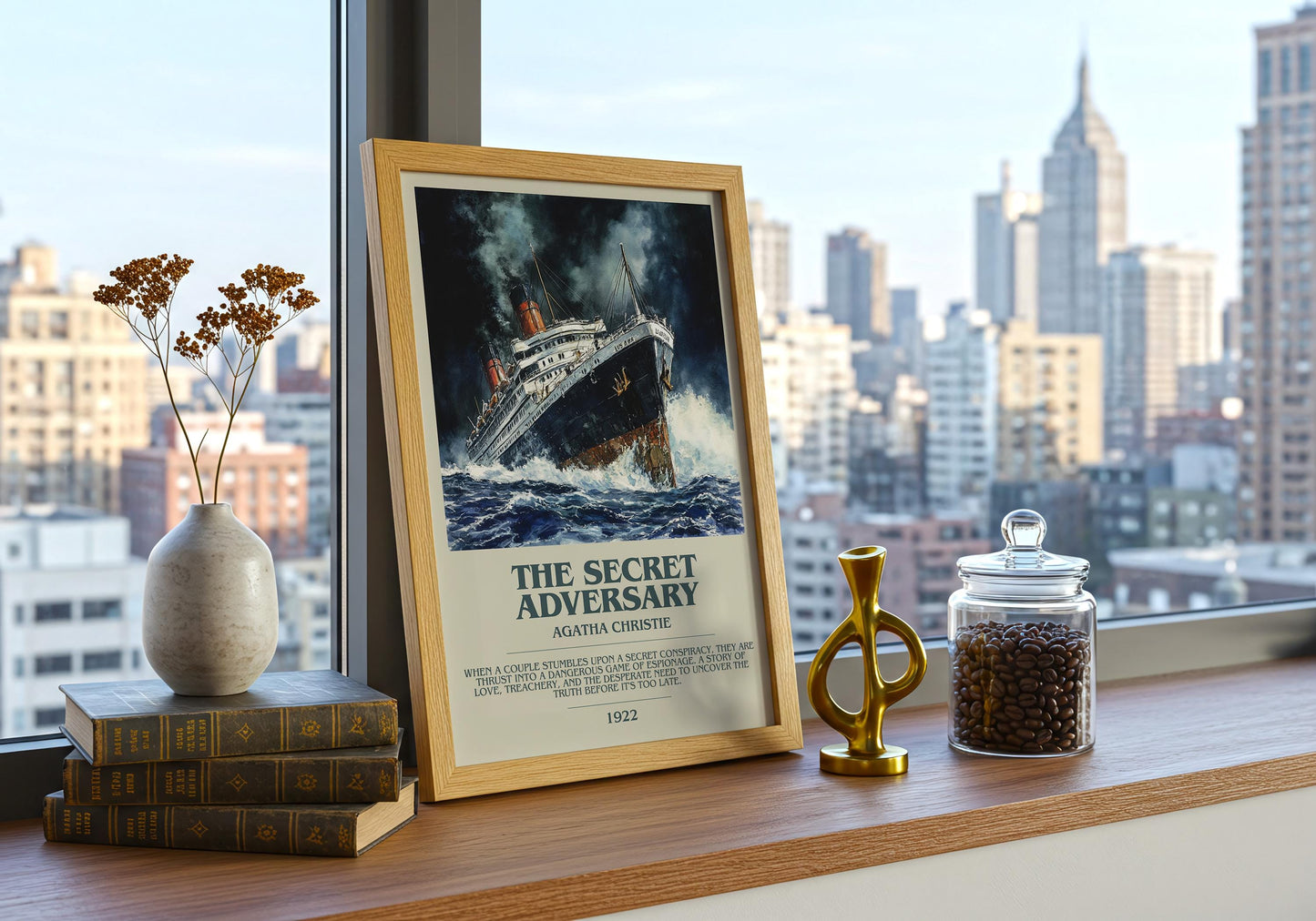 The Secret Adversary by Agatha Christie Descriptive Poster Print. Free Delivery Wall Art Author & Blurb Book Artwork Novel Modern Gift