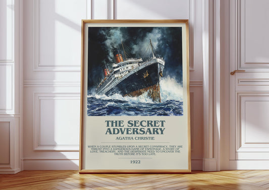 The Secret Adversary by Agatha Christie Descriptive Poster Print. Free Delivery Wall Art Author & Blurb Book Artwork Novel Modern Gift