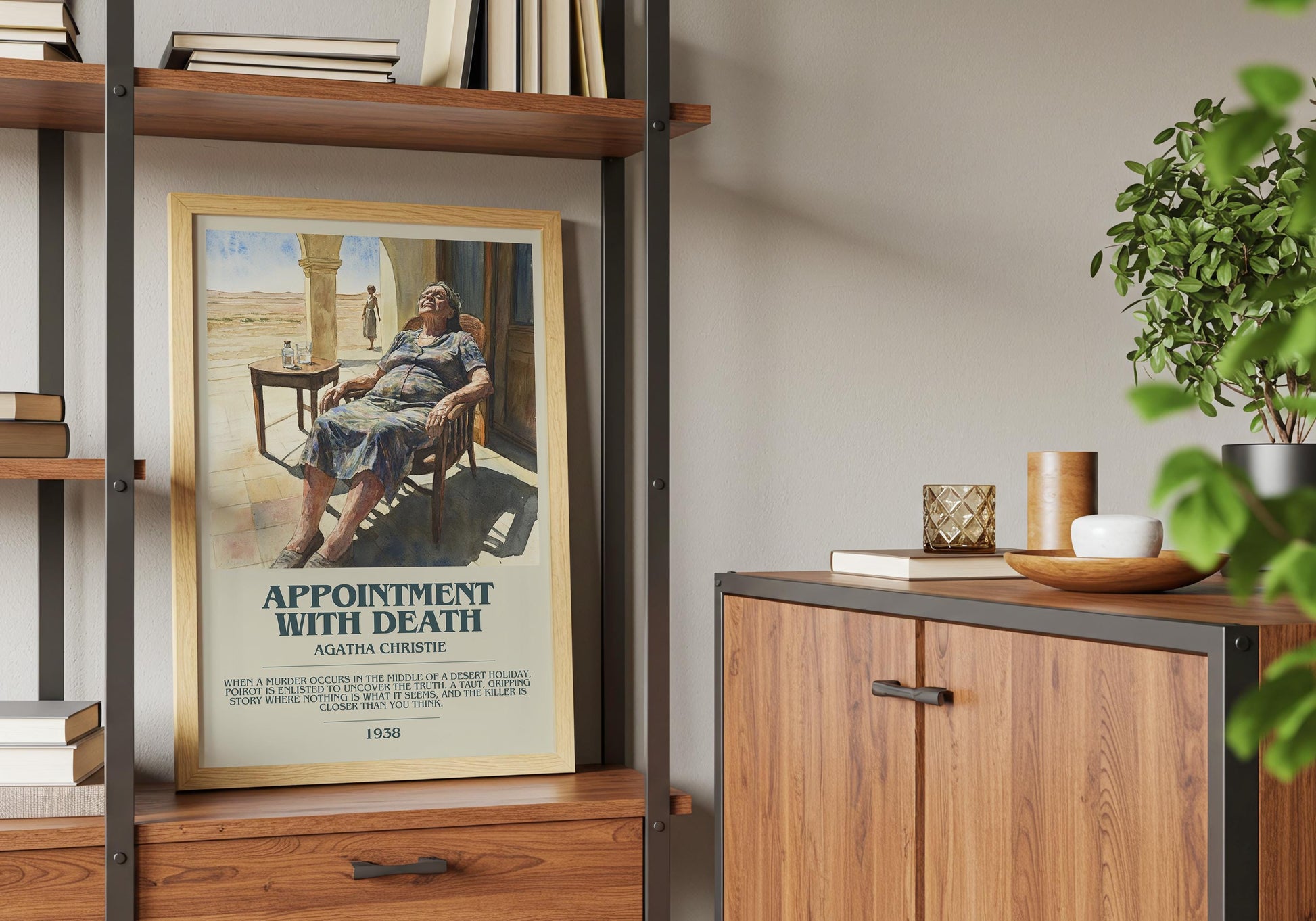 Appointment With Death by Agatha Christie Descriptive Poster Print. Free Delivery Wall Art Author & Blurb Book Artwork Novel Modern Gift