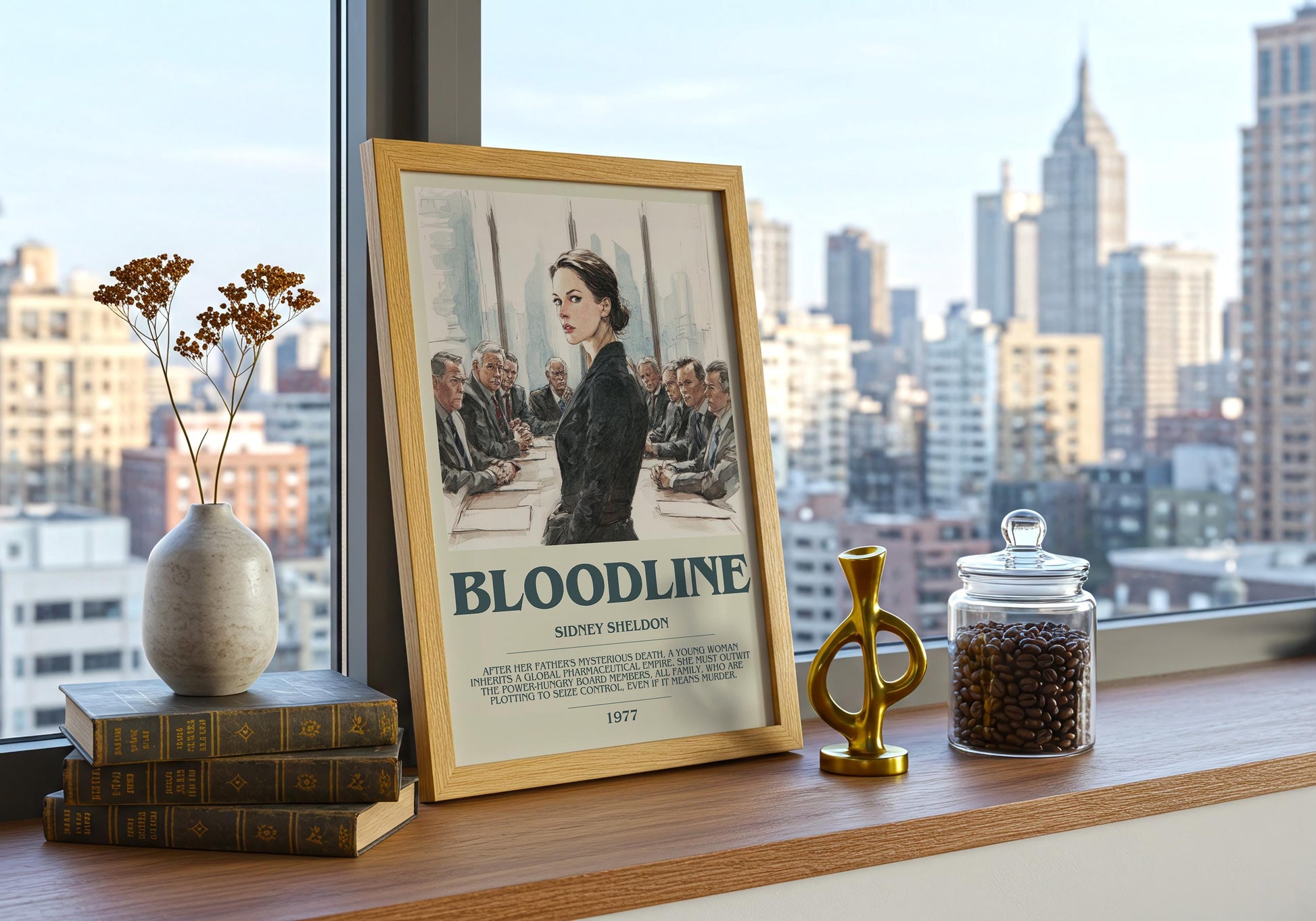 Bloodline by Sidney Sheldon | Descriptive Book Poster | Modern
