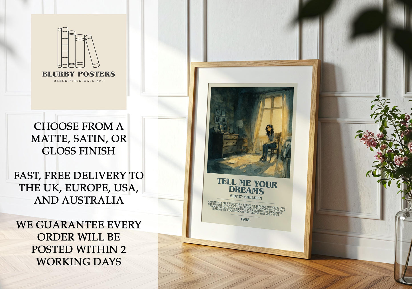 Tell Me Your Dreams by Sidney Sheldon | Descriptive Book Poster | Modern