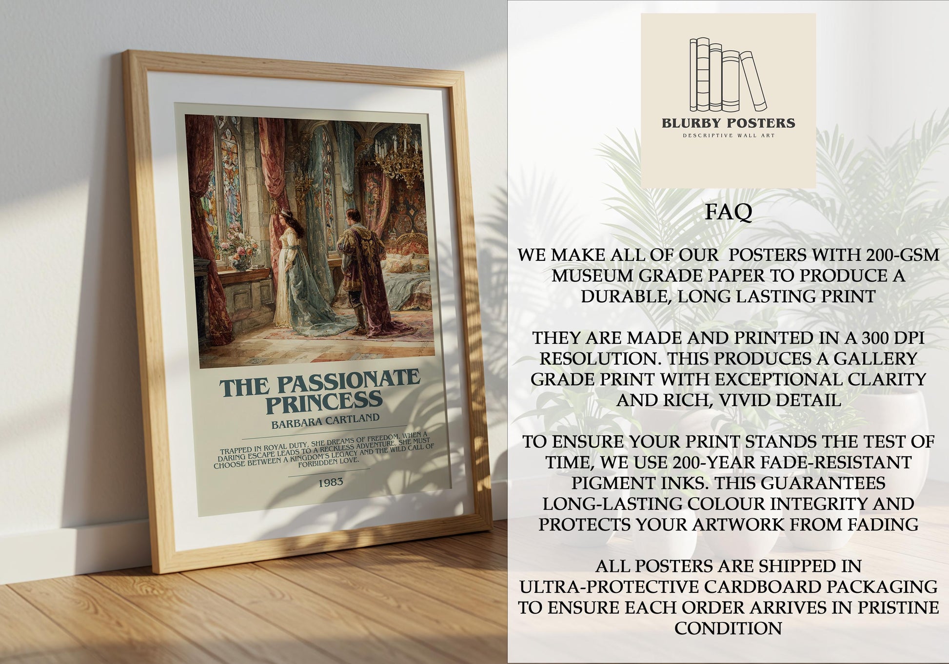 The Passionate Princess by Barbara Cartland | Descriptive Book Poster | Modern