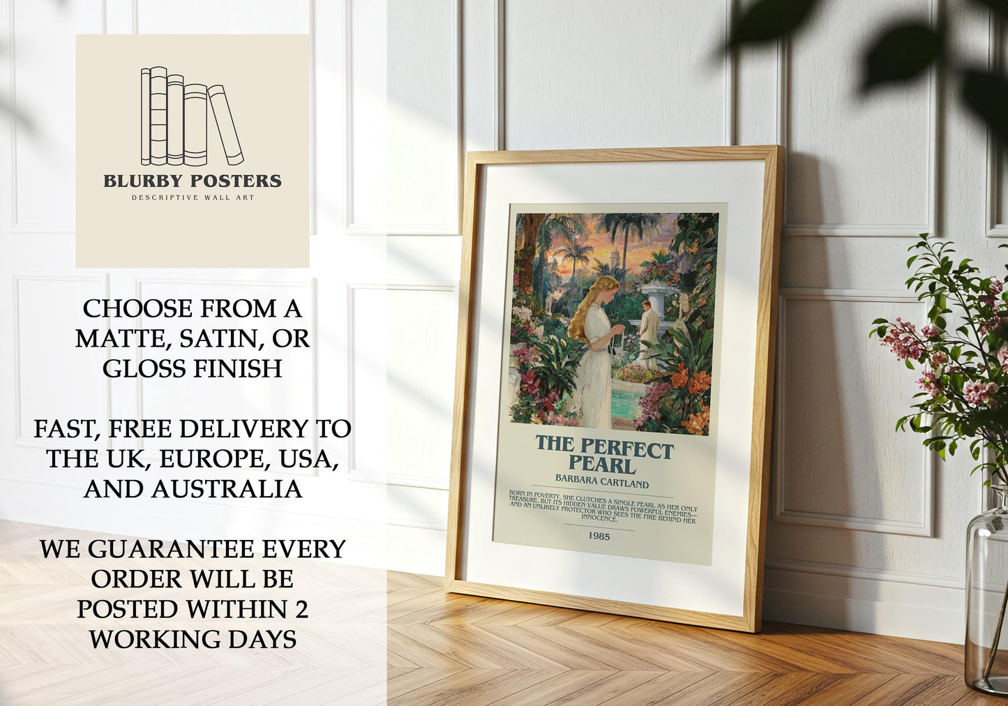 The Perfect Pearl by Barbara Cartland | Descriptive Book Poster | Modern