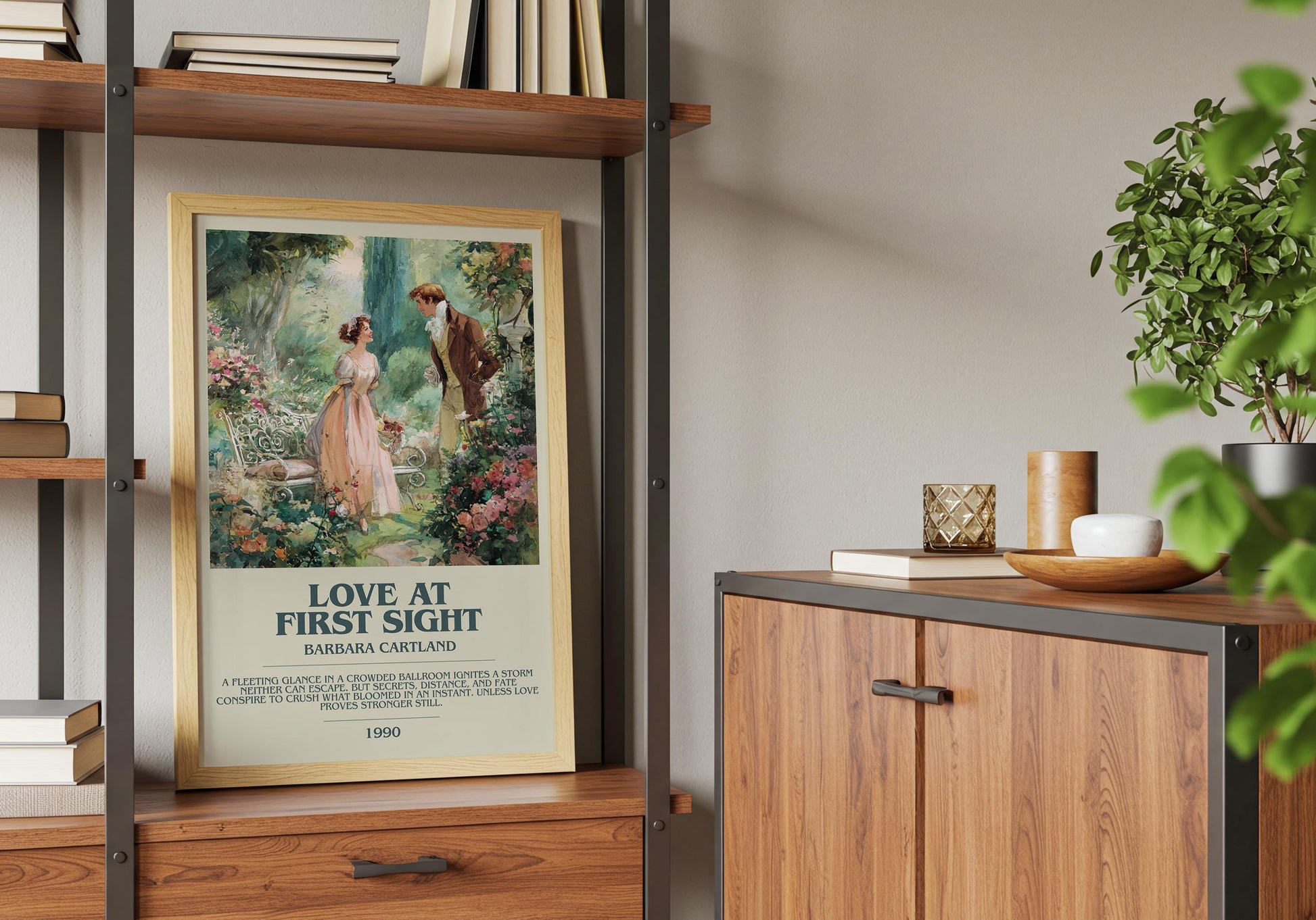 Love At First Sight by Barbara Cartland | Descriptive Book Poster | Modern